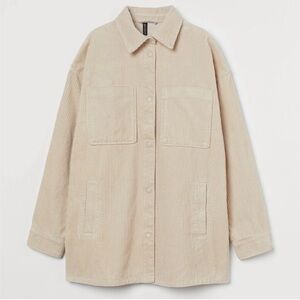 Women's Light Beige Corduroy Shirt Jacket